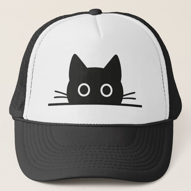 Boné peeking cat -black cat  -hidden cat  (Frente)