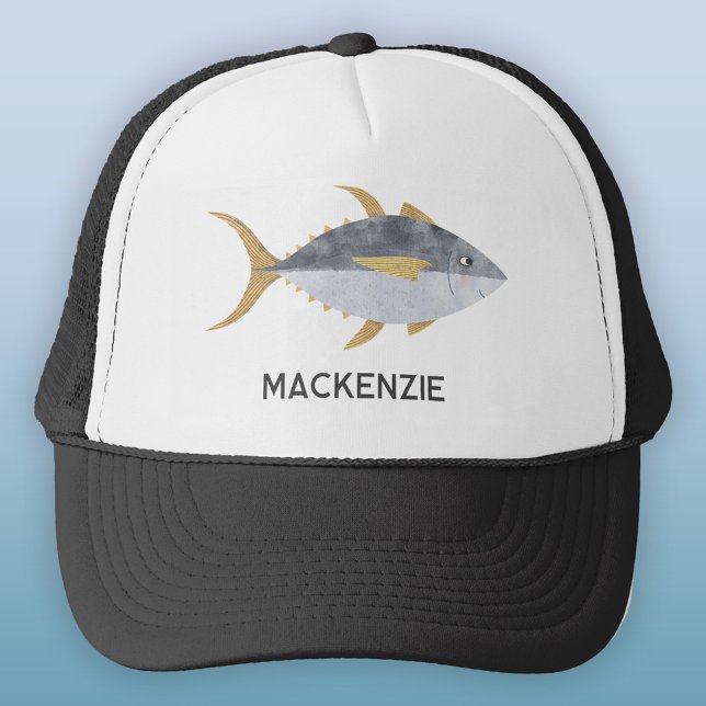 Boné Peixe-Atum Personalizado (Yellowfin tuna fish personalized custom name trucker hat)