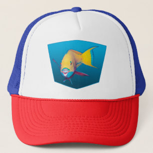 Boné Peixe papagaio - gradiente de fundo azul   