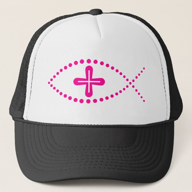 Boné Peixes Cristãos Rosa-Rosa-Ichthus (Frente)