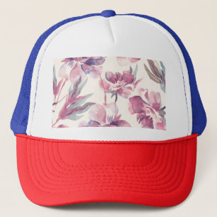 Boné Pêonias aquáticas: fundo floral sem costura.