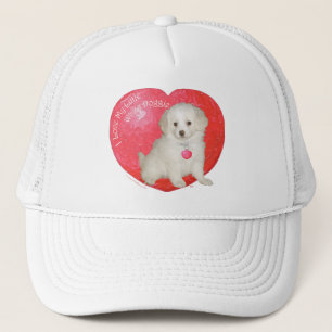 Boné Pequeno Namorados de Emergência de Cachorro Branco