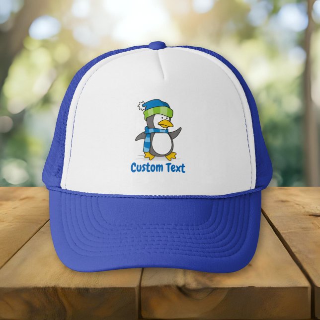 Boné Pequeno pinguim andando de chapéu de caminhoneiro  (Criador carregado)