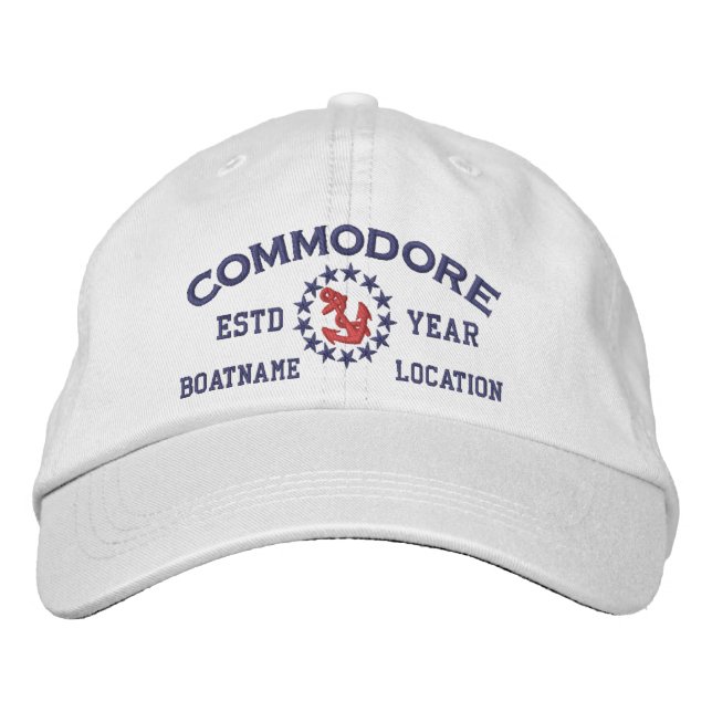 Boné Personalizable YEAR and Names Commodore Yacht Flag (Frente)