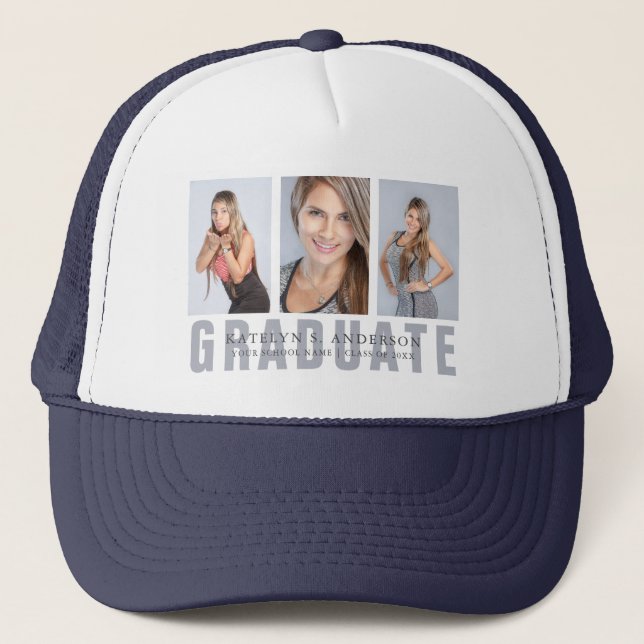 Boné Personalização da Colagem de Fotos de Graduação (Frente)