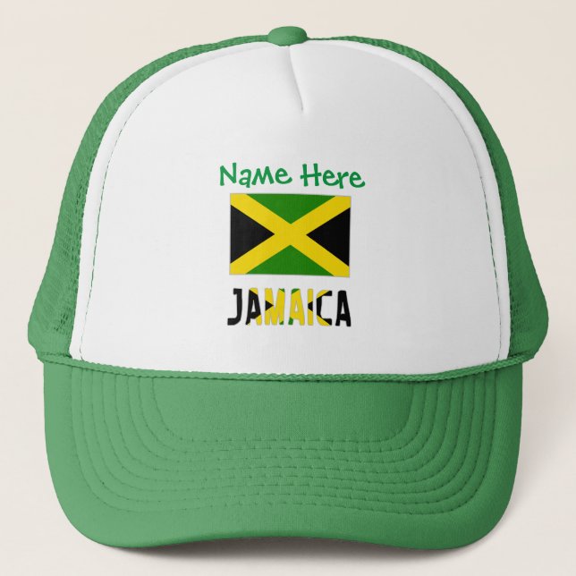 Boné Personalização Verde da bandeira jamaicana e Jamai (Frente)