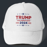 Boné Personalizado Donald Trump 2024 Retire a América<br><div class="desc">Faça uma declaração com um Donald Trump 2024 Personalizado. Este chapéu apresenta o ousado slogan "Take America Back" em cores patrióticas, perfeito para mostrar seu apoio à campanha de 2024. Projetado com uma rede confortável e um fecho ajustável de snap, este camionista que oferece um ajustado de excelente para o...</div>