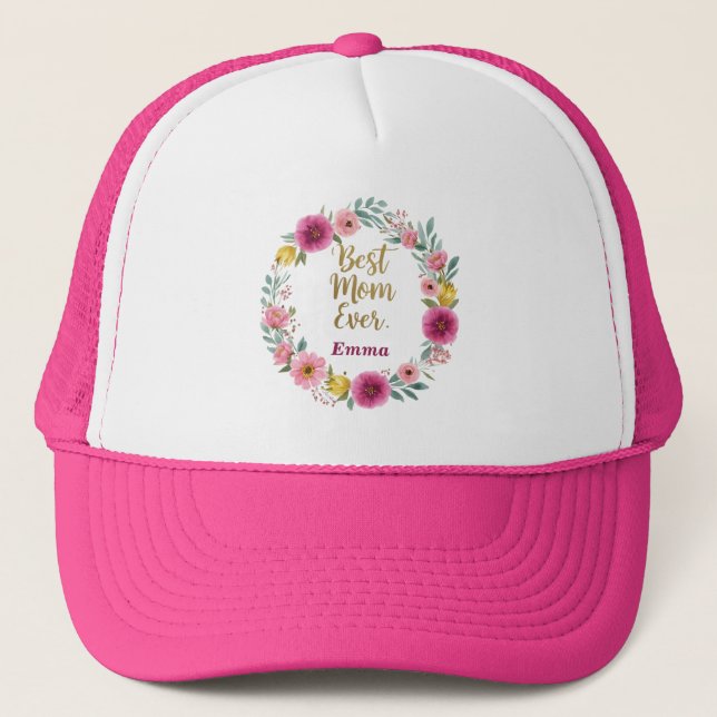 Boné Personalizado Floral Melhor Mãe Do Que Nunca - Per (Frente)