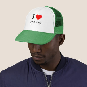 Boné PERSONALIZADO! I Heart Trucker Hat - Branco e Verd
