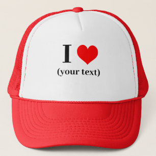 Boné PERSONALIZADO! I Heart Trucker Hat - Branco e Verm