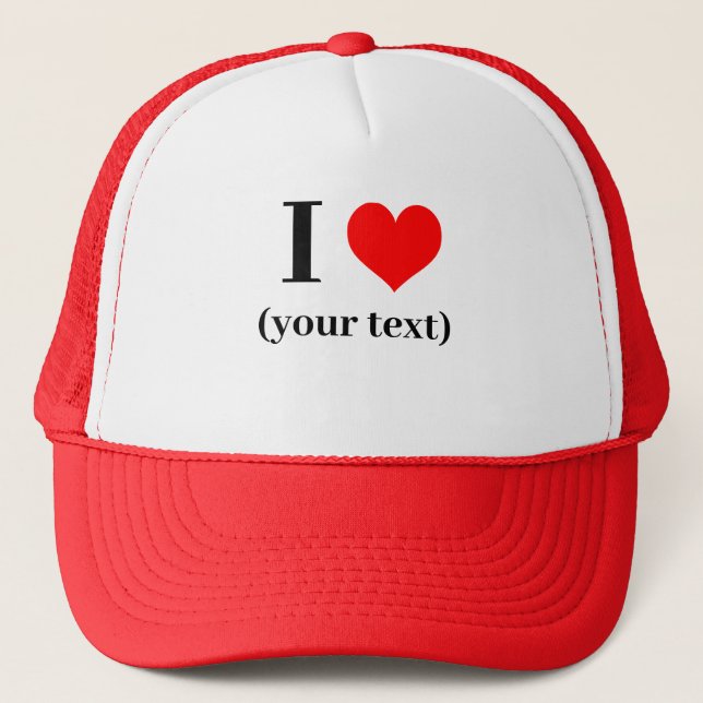 Boné PERSONALIZADO! I Heart Trucker Hat - Branco e Verm (Frente)