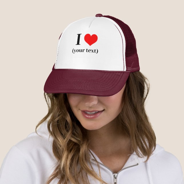 Boné Personalizado! I Heart Trucker Hat - White e Maroo (In Situ)