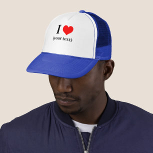 Boné PERSONALIZADO! I Heart Trucker Hat - White e Royal