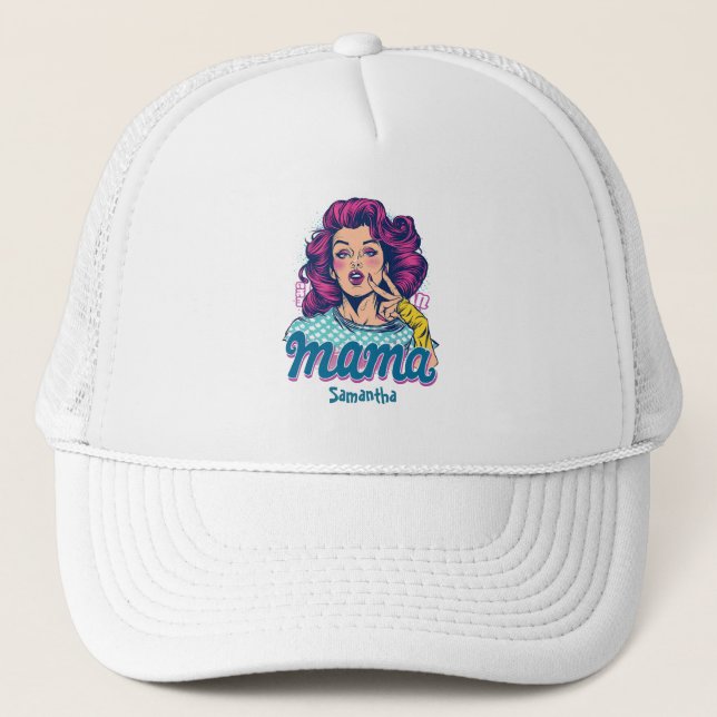 Boné Personalizado Retro Mama Pop Art (11) (Frente)