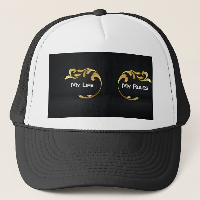 Boné Personalizar a Minha Vida do Texto de Minhas Regra (Frente)