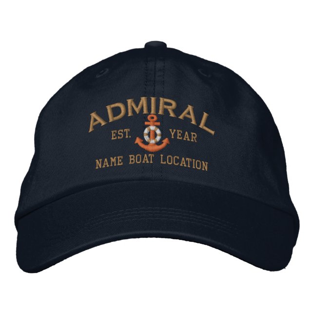 Boné Personalize Year Name Admiral LifeSaver Anchor (Frente)