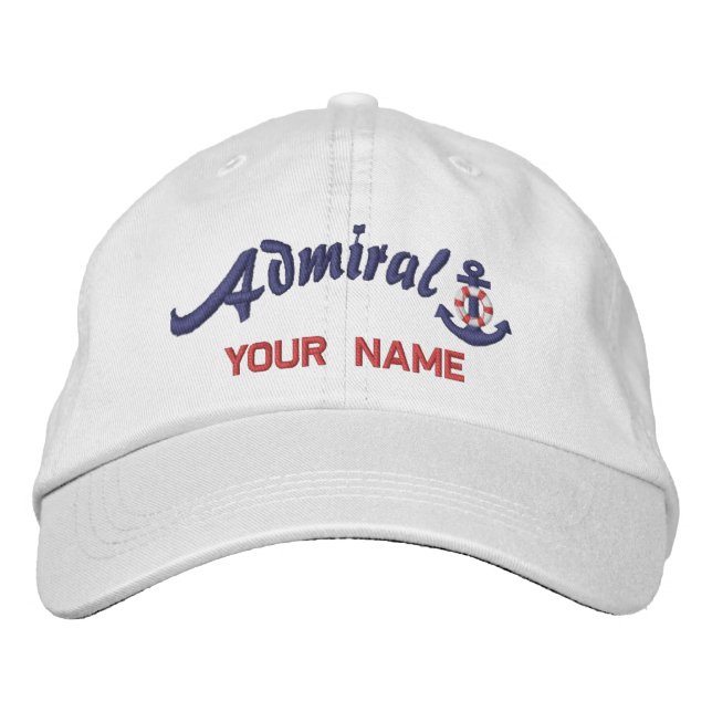 Boné Personalized Admiral Lifesaver Anchor Your Name (Frente)