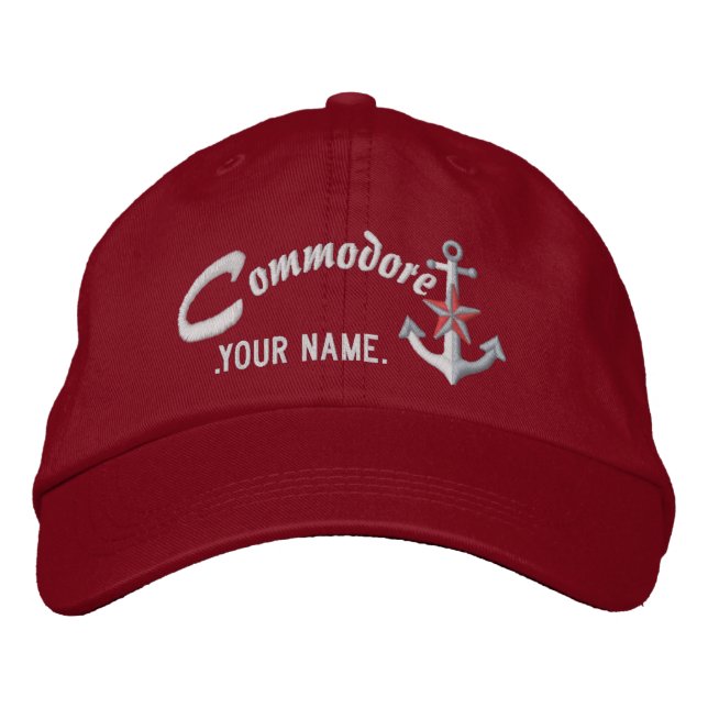 Boné Personalized Commodore Nautical Anchor Name White (Frente)