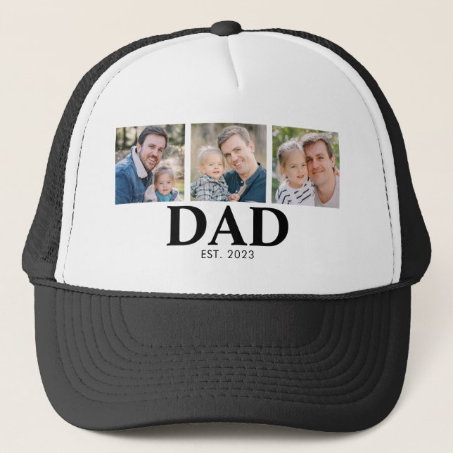 Boné Personalized Dad Established Year Father Photo (Frente)