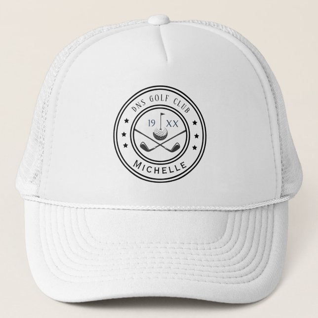 Boné Personalized Golf Club Name Classic Trucker Hat (Frente)