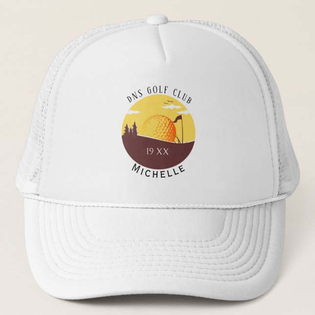 Boné Personalized Golf Club Name Classic Trucker Hat (Frente)