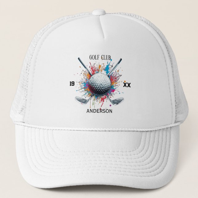 Boné Personalized Golf Club Name Custom Trucker Hat  (Frente)