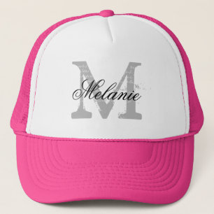 Boné Personalized monogram neon pink hat for bridesmaid