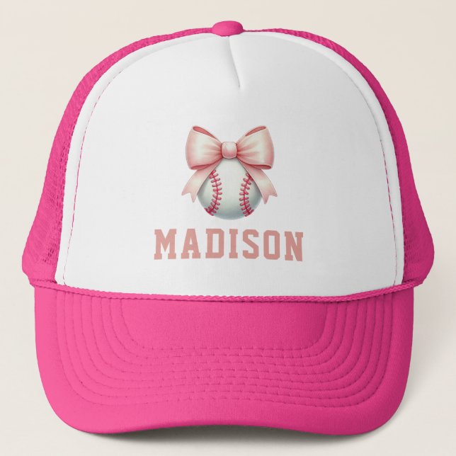 Boné Personalized Pink Baseball Bow (Frente)