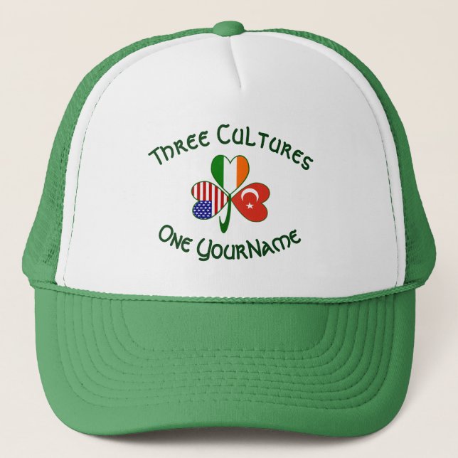 Boné Personalized Turkey Ireland USA Flag Shamrock  (Frente)