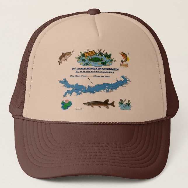 Boné Pine River Pond NH - GO FISH Brown Trucker Hat (Frente)