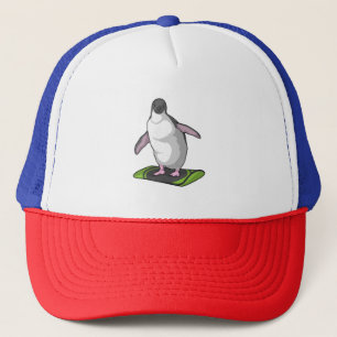 Boné Pinguim como Snowboarder com Snowboard