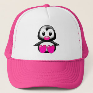 Boné Pinguim cor-de-rosa bonito