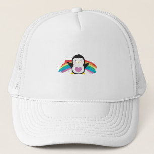 Boné Pinguin Heart Rainbow Cute Animais Para Crianças