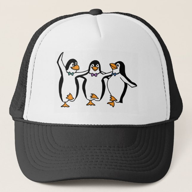 Boné Pinguins Dançantes Animados Fofos (Frente)