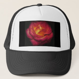 Boné Pintura a óleo com Rosa de chamas