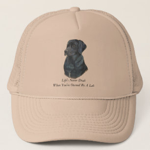 Boné pintura de cão labrador preto com slogan divertido