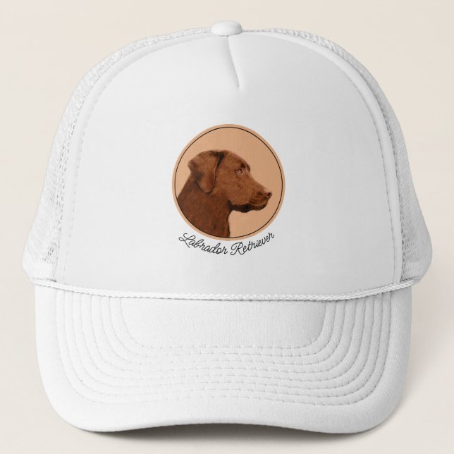 Boné Pintura de Labrador Retriever (Chocolate) - Arte C (Frente)