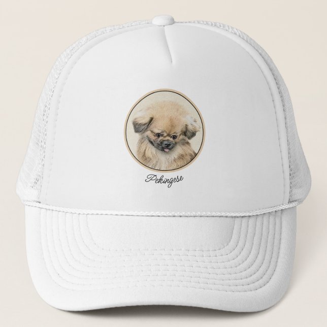 Boné Pintura em Pekingese - Arte Cachorra Original (Frente)