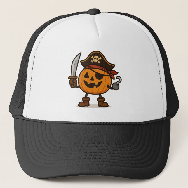 Boné Pirata das Halloween Jack-o-Lanterna (Frente)