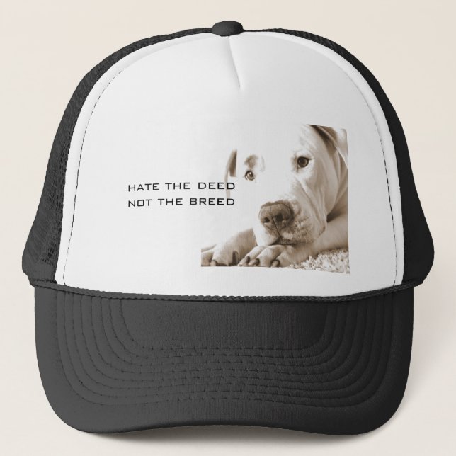 Boné pitbull branco sonolento e amigável ódio feito não (Frente)