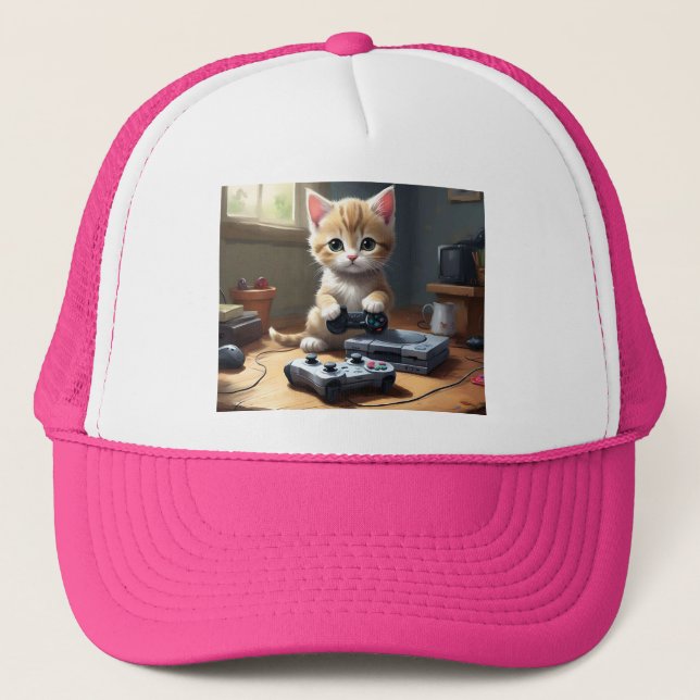 Boné "Pixel Paws: The Gamer Kitten in Action" (Frente)