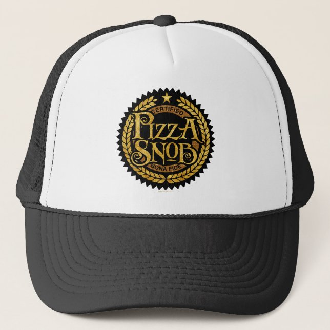 Boné Pizza Snob - amante de pizza engraçado (Frente)