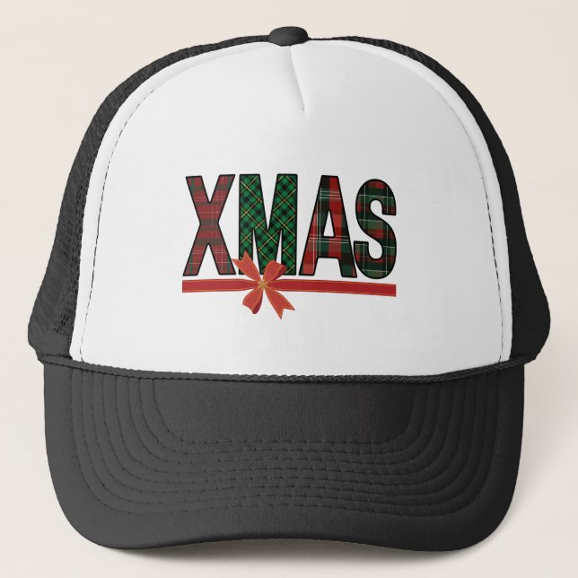 Boné Plaid XMAS Red Bow Trucker Hat (Frente)