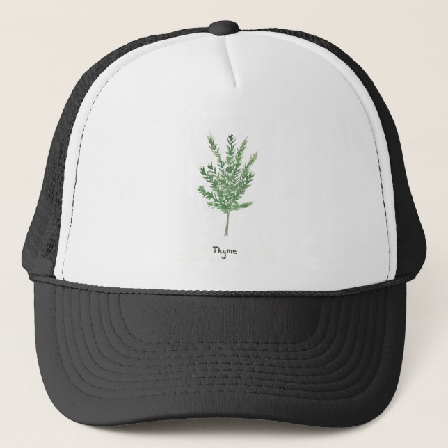 Boné Plantas de tomilho herbáceas botânicas verdes (Frente)