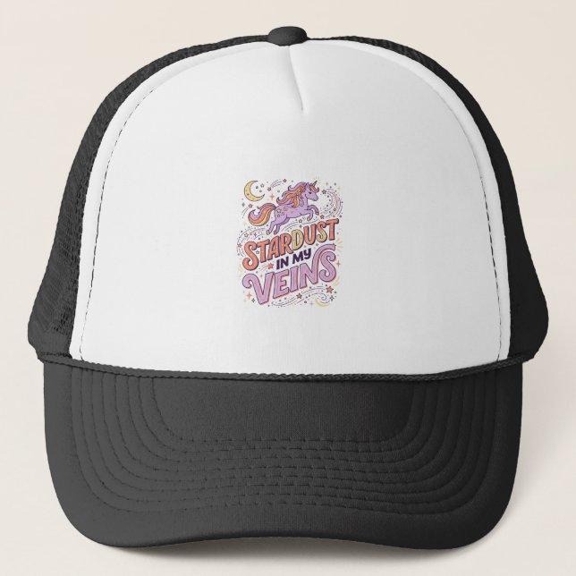 Boné Pó de Estrela de Unicórnio em Minhas Veias Design  (Frente)