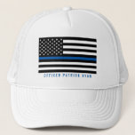 Boné Police Thin Blue Line American Flag Add Name<br><div class="desc">This hat features a black and white police thin blue line American flag and a name for you to personalize.</div>