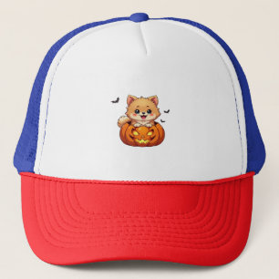 Boné Pomerânia cão Feliz Halloween Bompkin Clássico T-S