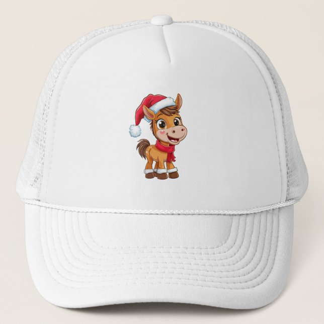 Boné Pônei de desenho animado fofo com chapéu e cacheco (Frente)
