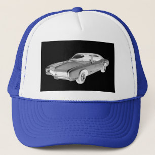 Boné Pop art 1967 preto e branco de Buick Riviera