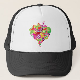 Boné PopArt Rosa e Corações Verdes
